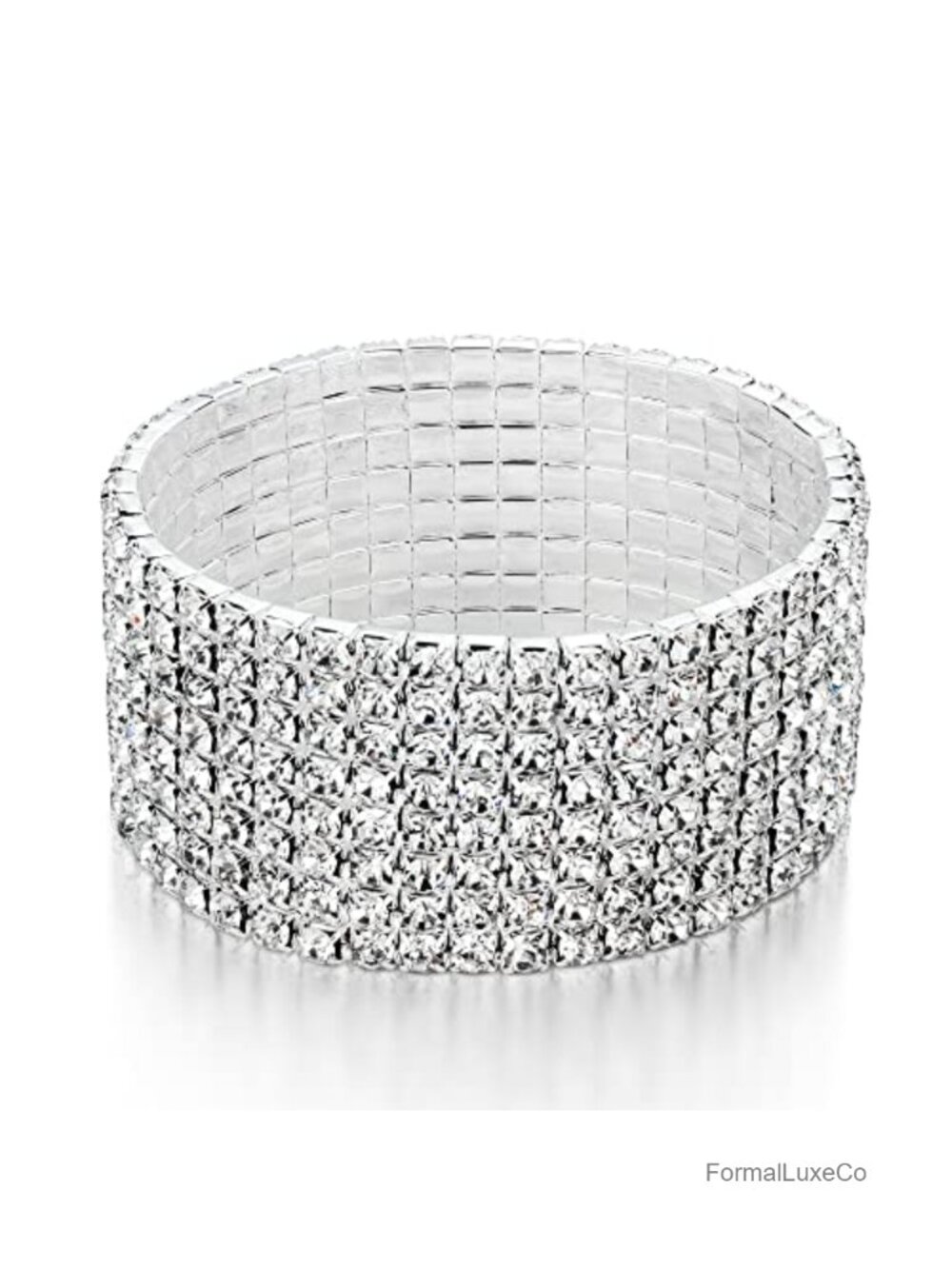 Stackable Rhinestone Stretch Bracelets Cubic Zirconia 18K White Gold Plated